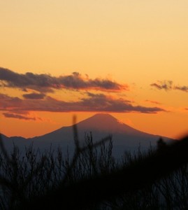 富士山　日没